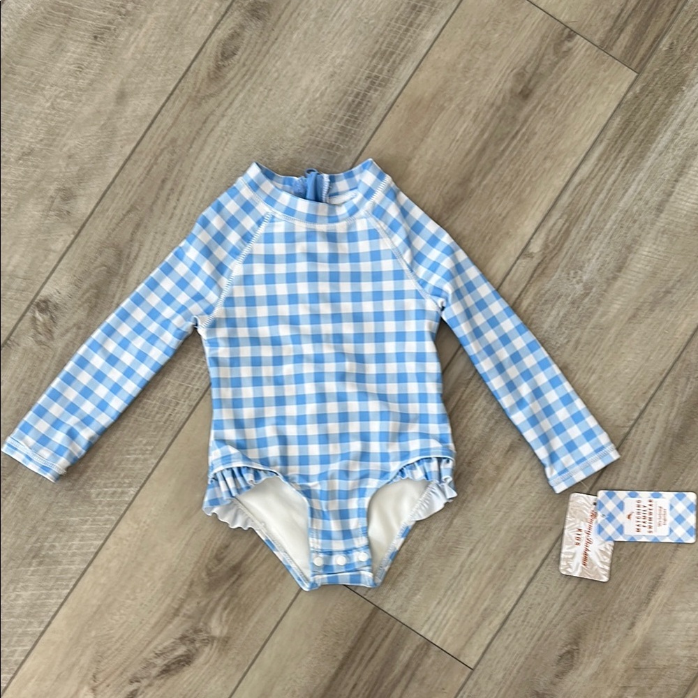 Tommy Bahama Blue Gingham Long Sleeve Swimsuit
